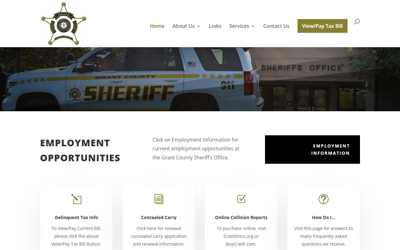 Grant County arrest records sheriff office homepage