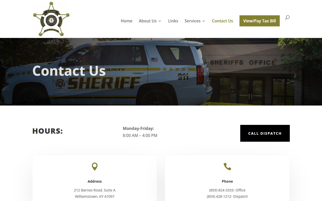 Grant County arrest records sheriff contact page