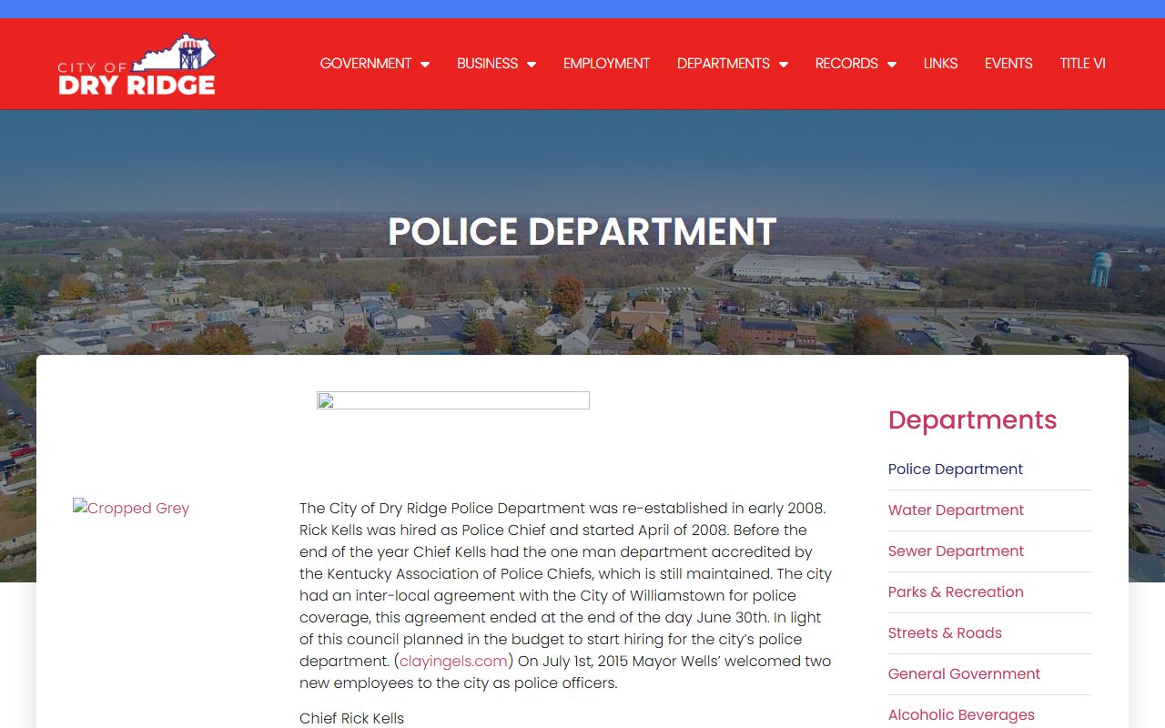 Grant County arrest records Dry Ridge police department