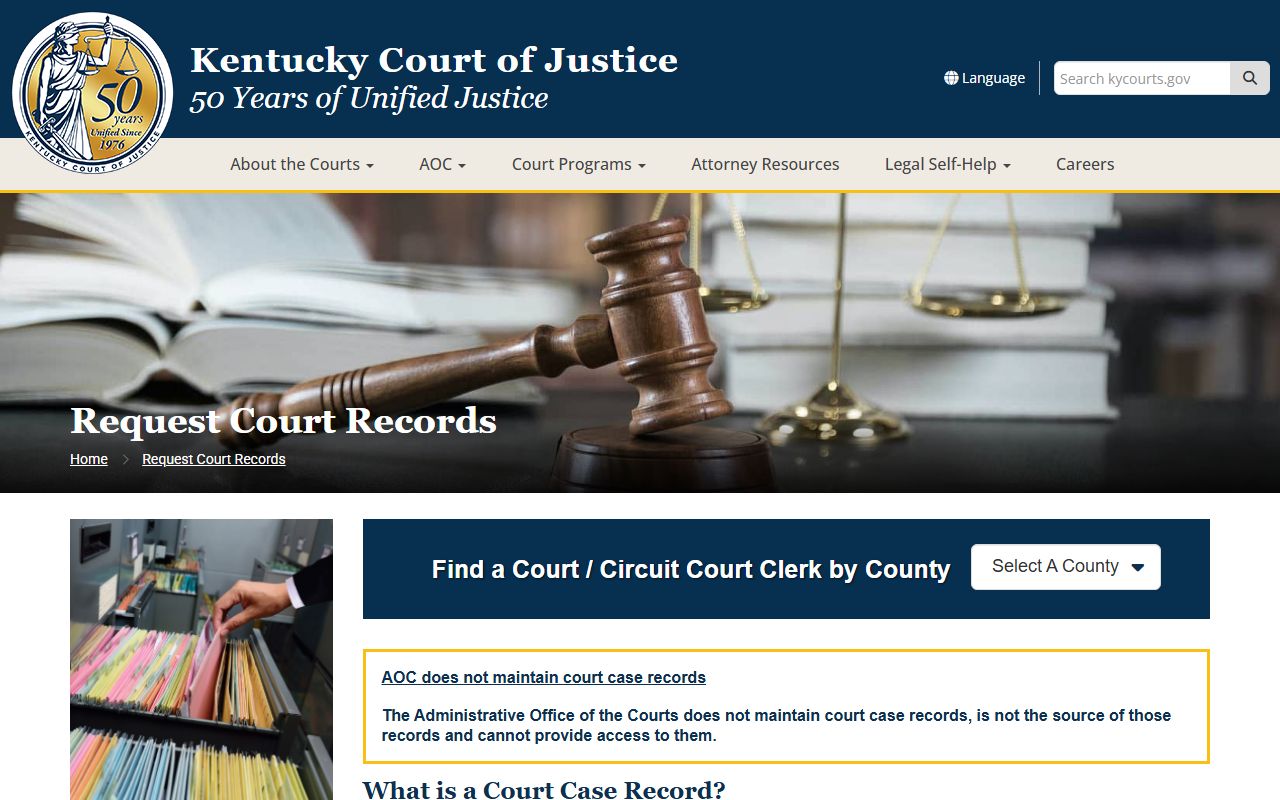 Grant County court records request guidance through Kentucky Court of Justice