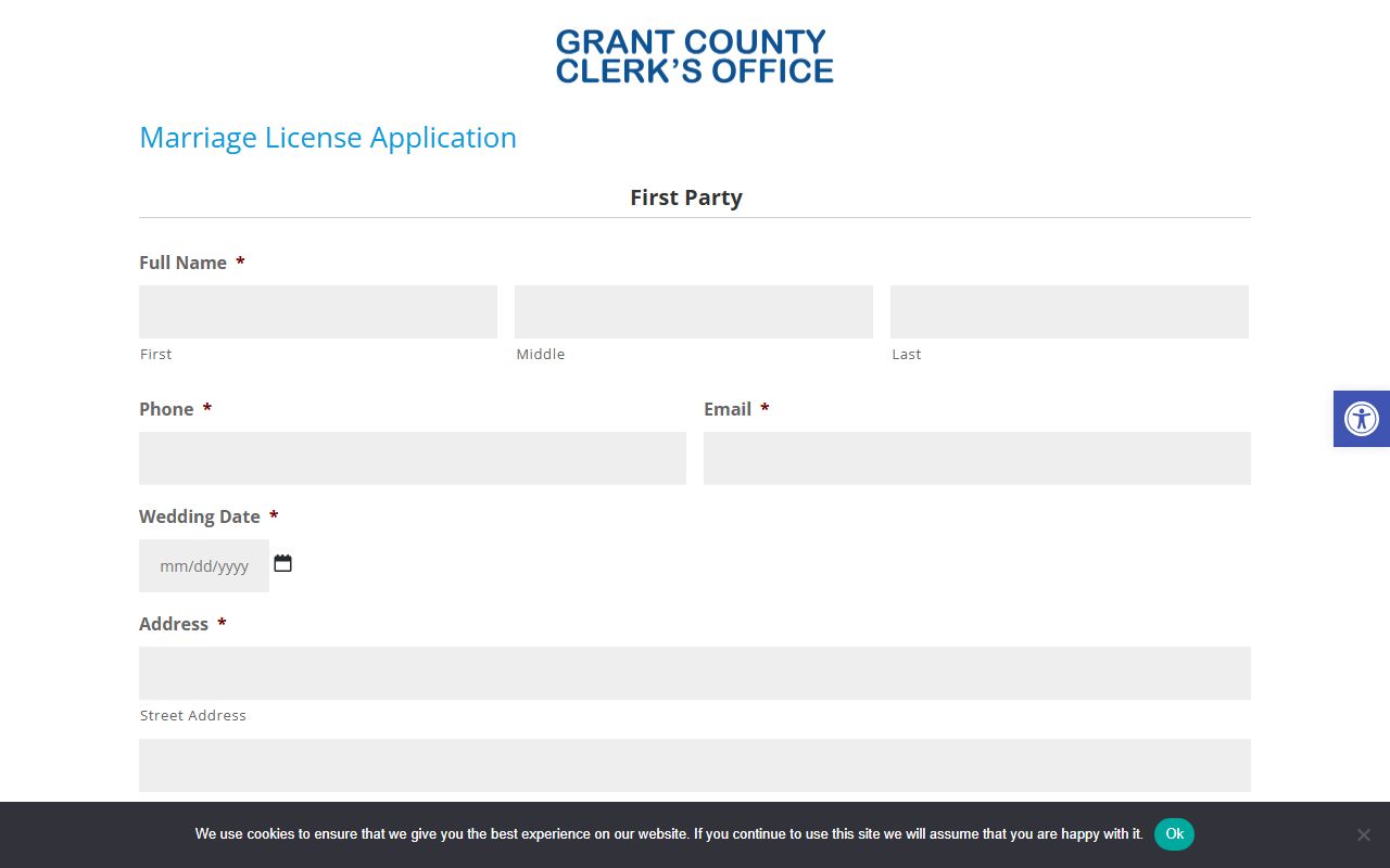 Grant County marriage divorce records marriage license application form